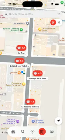 Mapa de restaurantes en Feedo